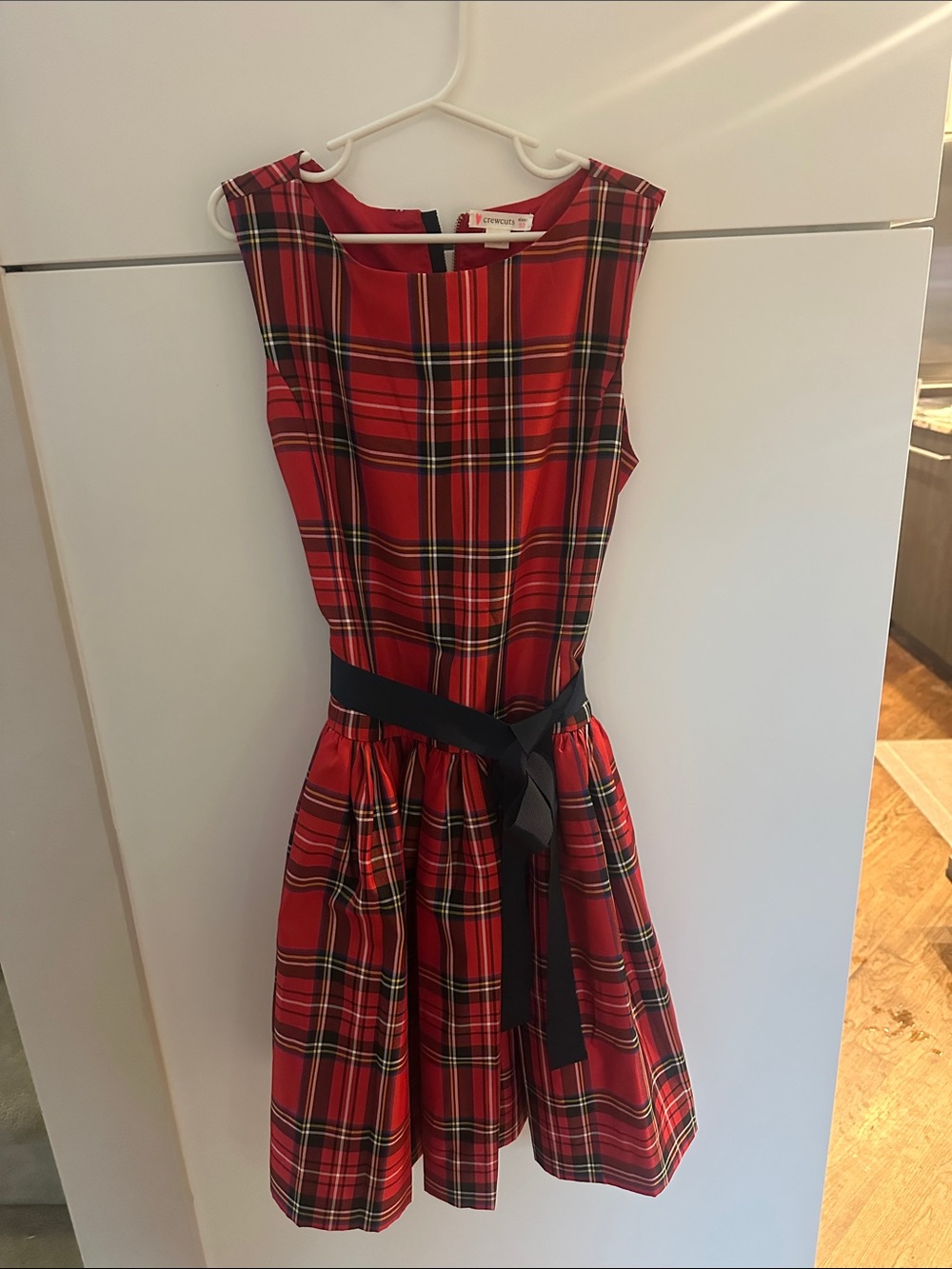 Crew Cuts Red Plaid Sleeveless Kids Dress with Sash